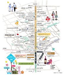 [補足画像] 商店街イラストマップ概念図。まちやアベニューをはじめとする商店街を軸とした、便利で暮らしやすい街。