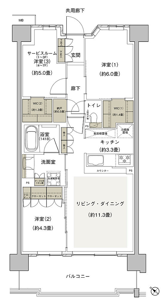 プライムパークス横浜並木 ザ・レジデンス 間取り EB-70a-6