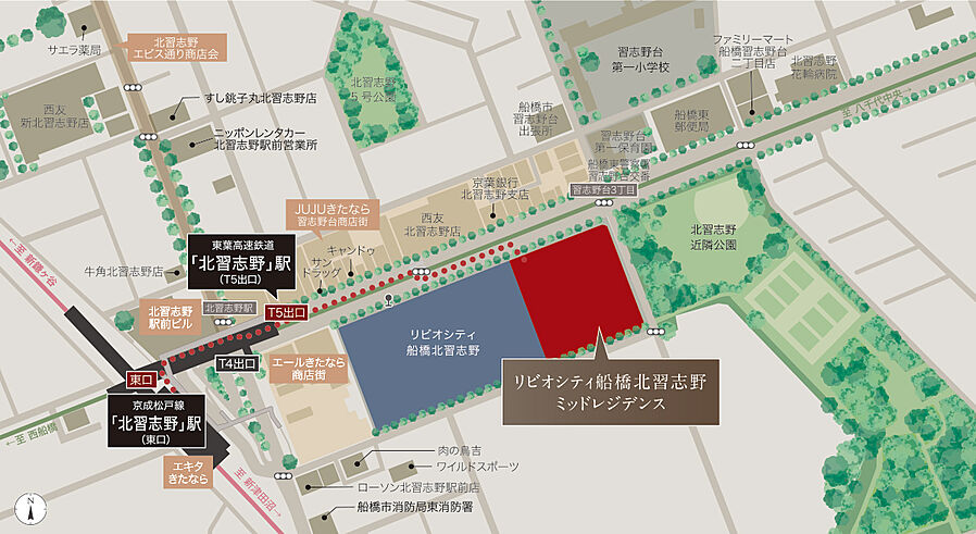 リビオシティ船橋北習志野ミッドレジデンス：案内図