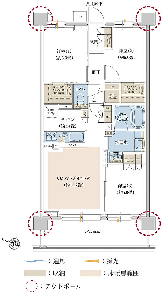 ウエリス船橋北習志野 間取り W-E