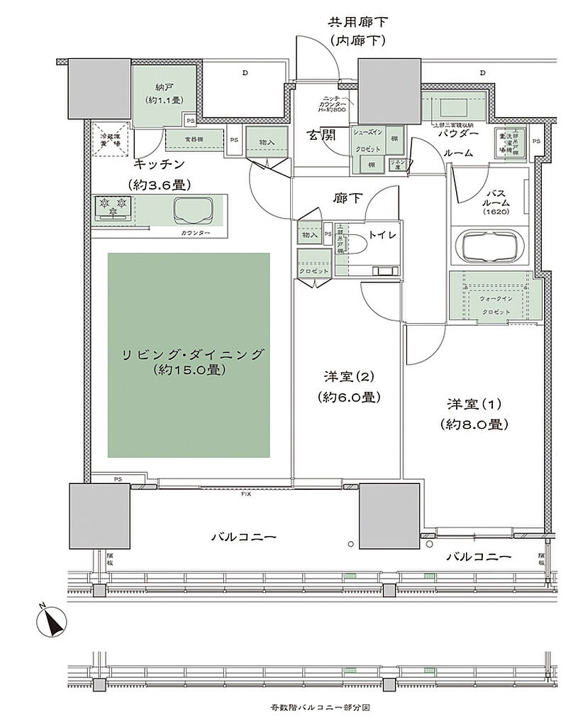 グランドヒルズ恵比寿 間取り 80J-1