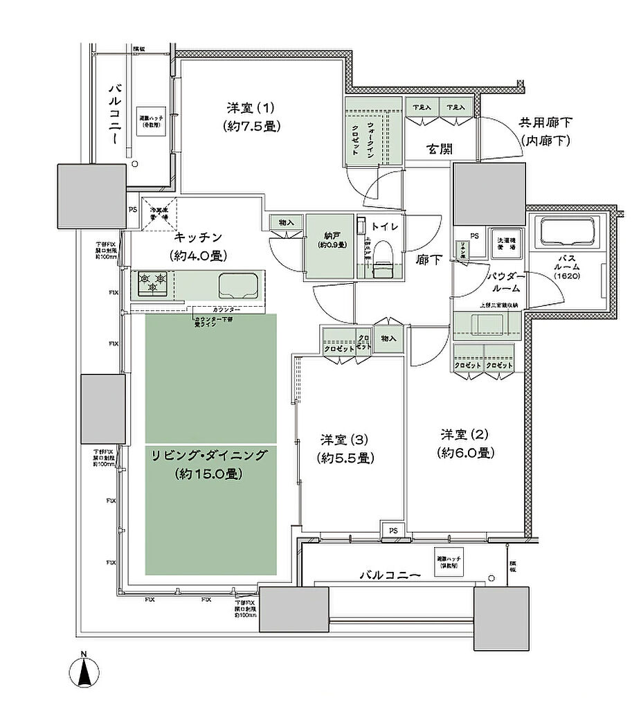 シティタワー大阪本町 間取り SW-85B