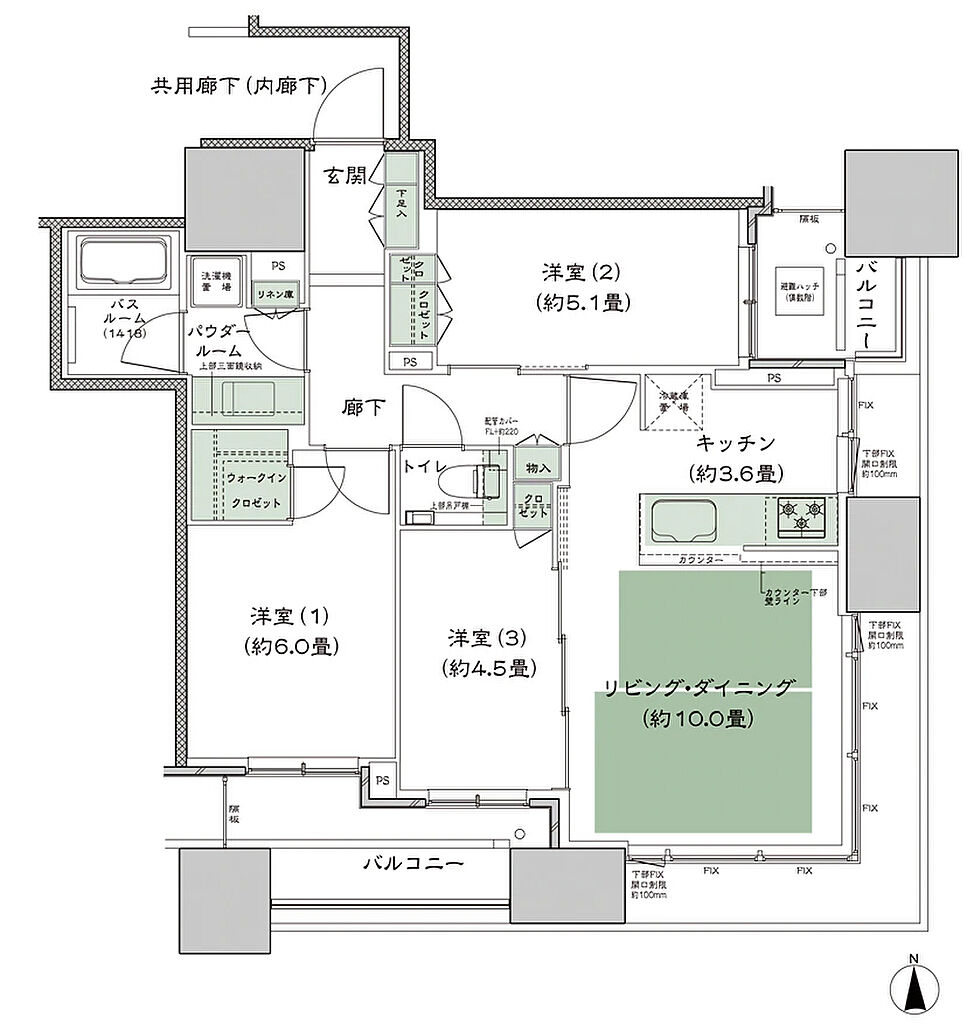 シティタワー大阪本町 間取り SE-65B2