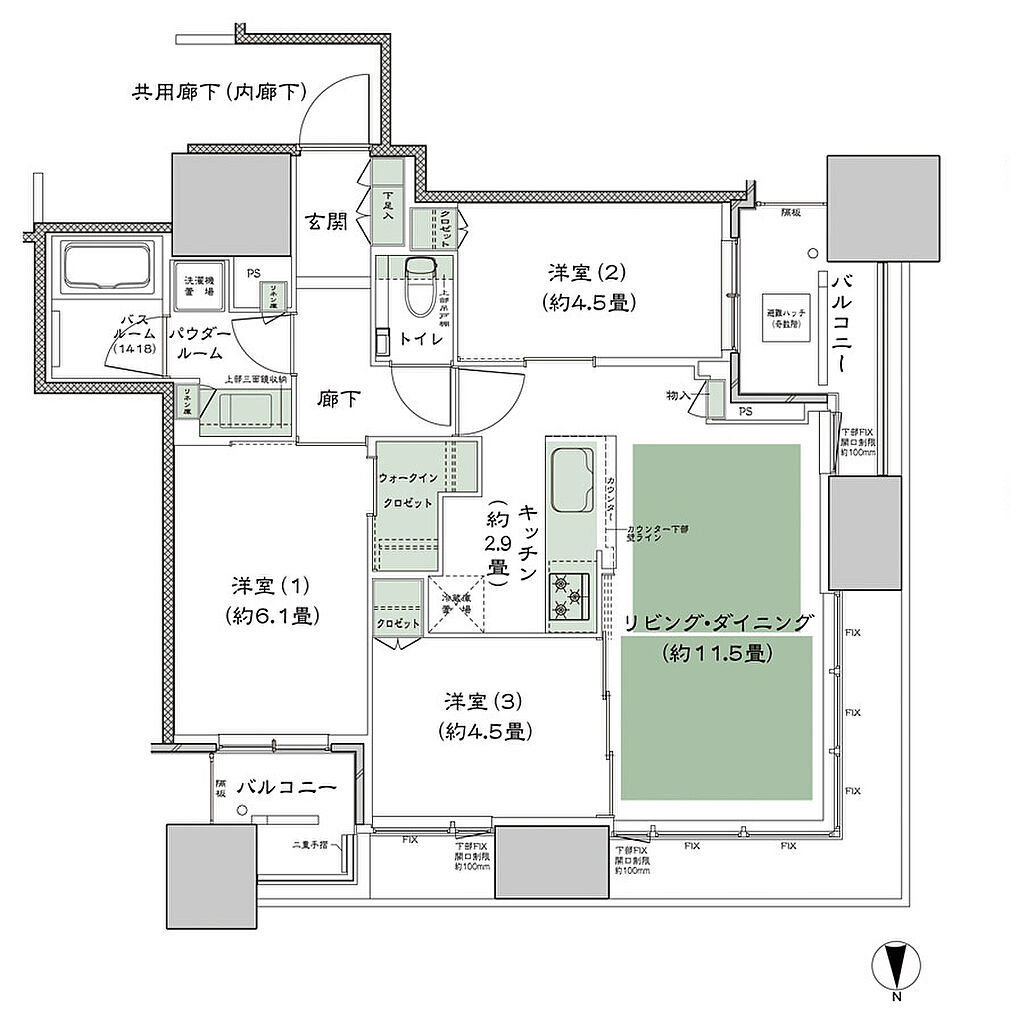 シティタワー大阪本町 間取り NW-65A1