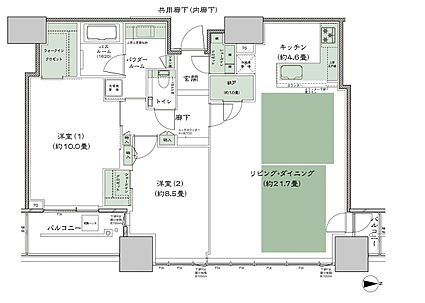 シティタワー大阪本町 間取り E-100TD