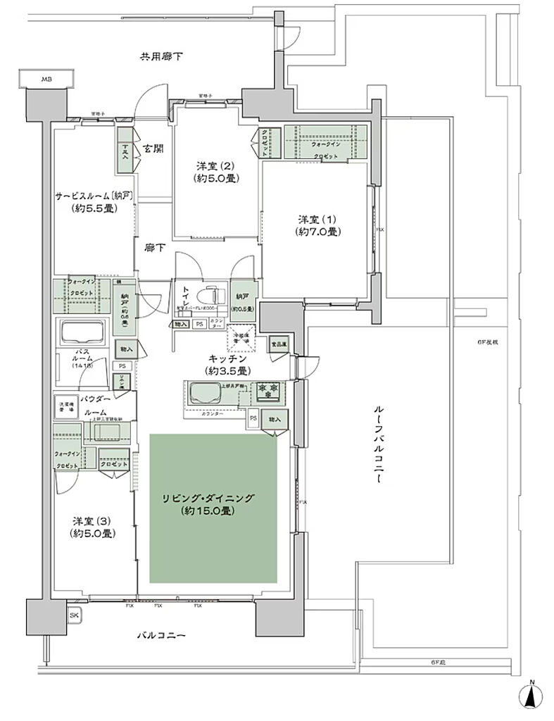 シティハウス小金井公園 間取り H-95E1rs