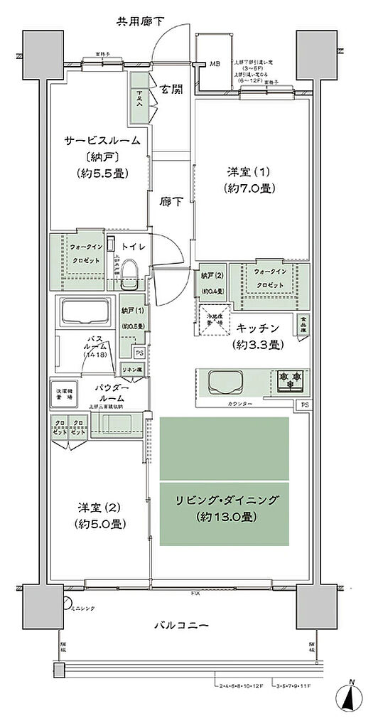 シティハウス堤通雨宮町 間取り F1a-標準