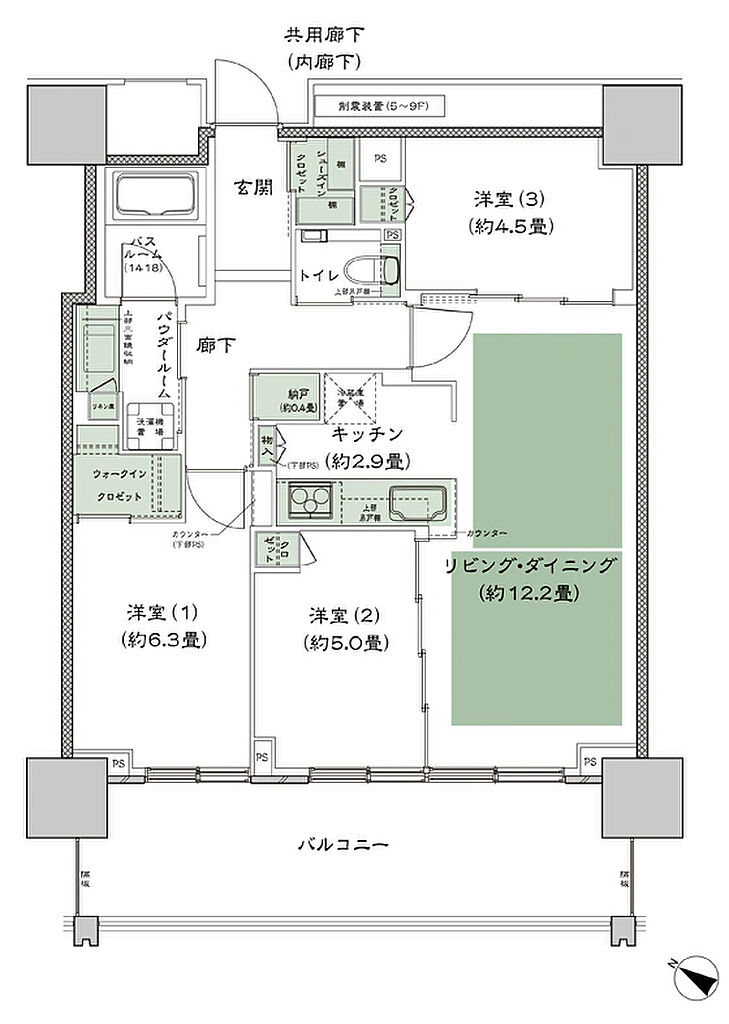 ベイシティタワーズ神戸 WEST 間取り W-70C