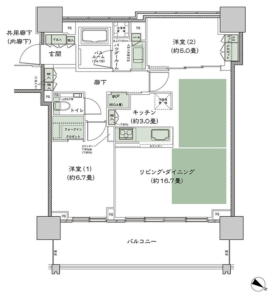 ベイシティタワーズ神戸 WEST 間取り W-75B-LD拡大