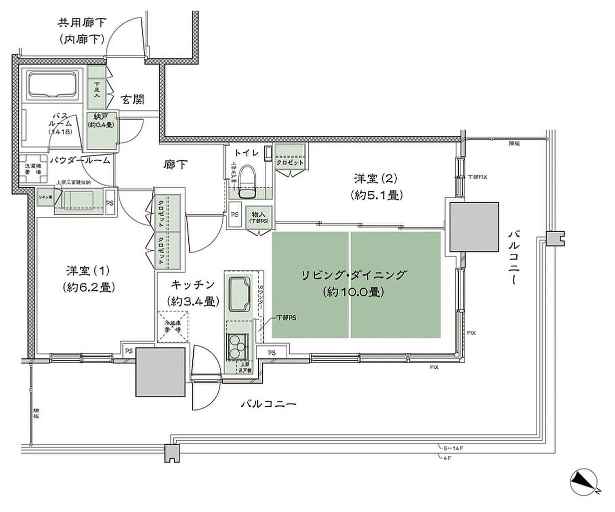 ベイシティタワーズ神戸 WEST 間取り W-55C