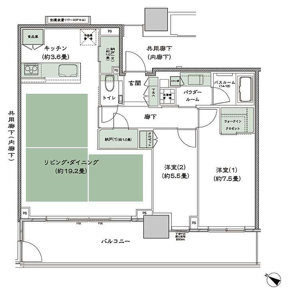 ベイシティタワーズ神戸 EAST 間取り E-80C-2(EP)