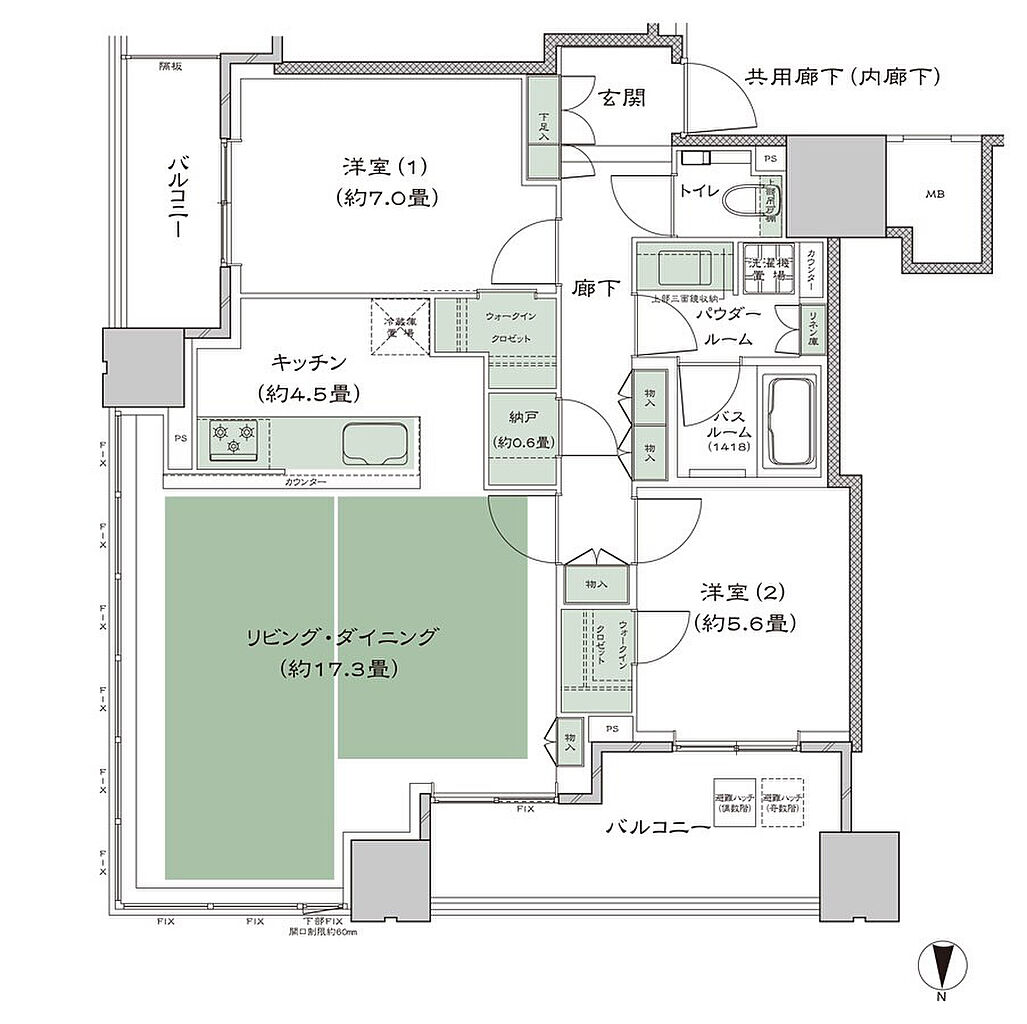 梅田ガーデンレジデンス 間取り NE-80F