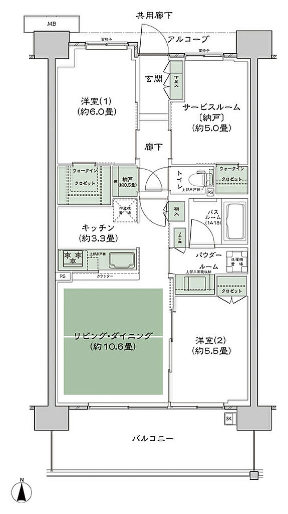 シティテラス若江岩田 間取り C-D6-標準