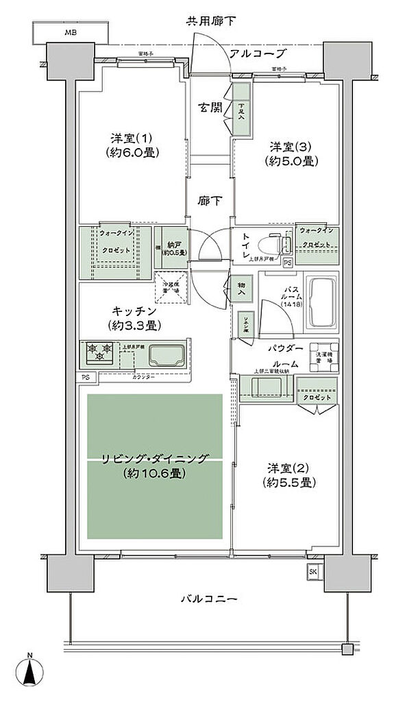 シティテラス若江岩田 間取り C-D1-標準