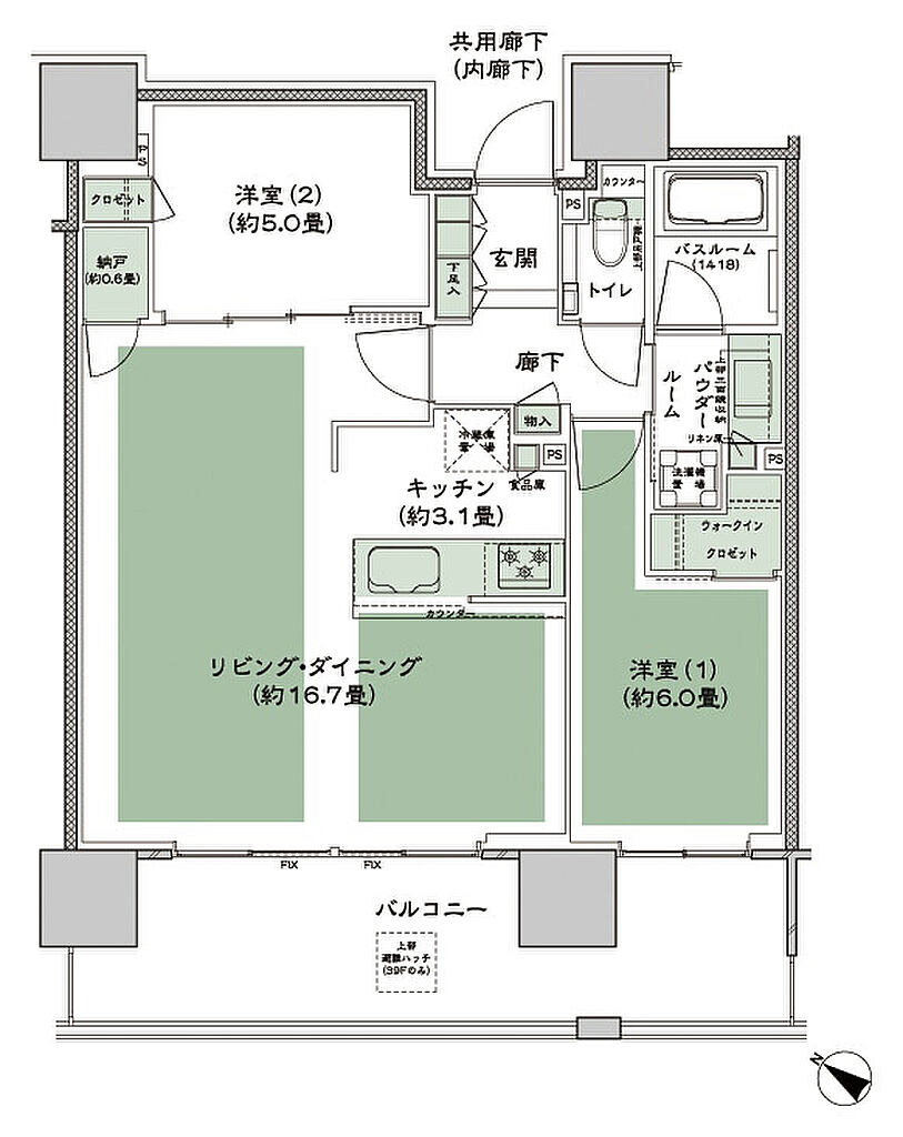 シティタワー千住大橋 間取り B_LD拡大