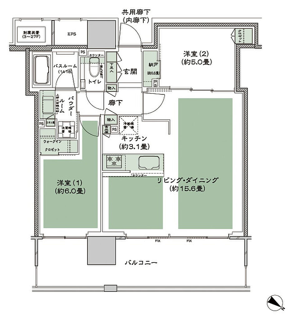 シティタワー千住大橋 間取り I_LD拡大