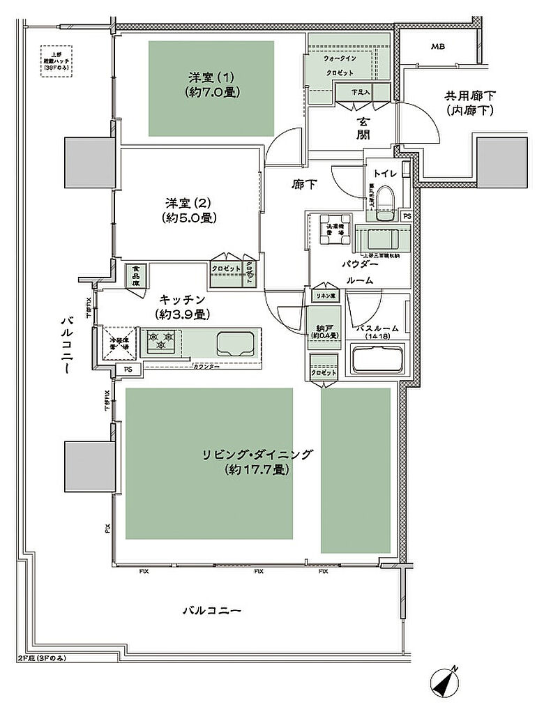 シティタワー千住大橋 間取り D_LD拡大