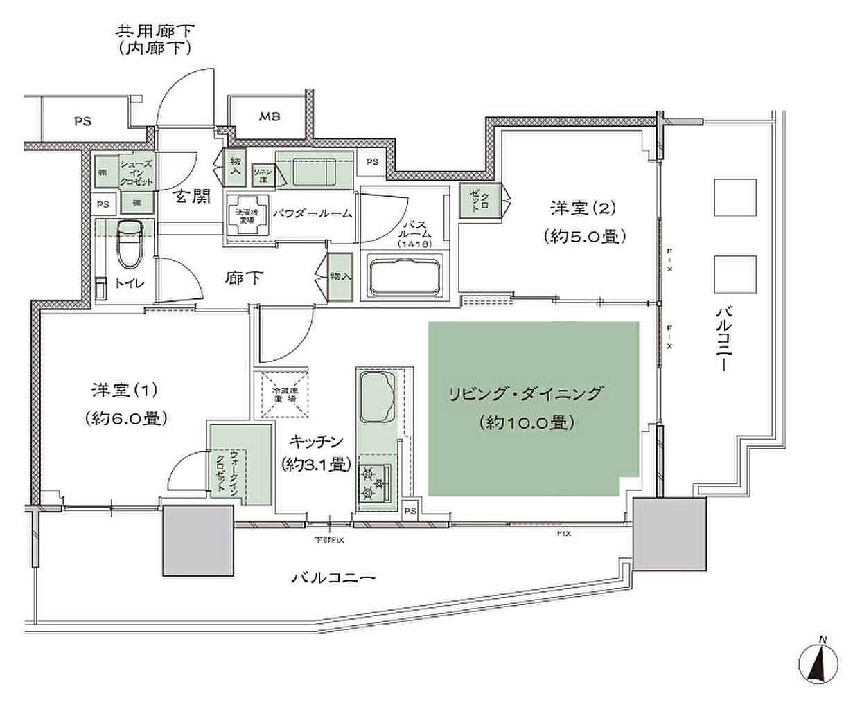 シティタワーズ板橋大山ノースタワー 間取り N-C
