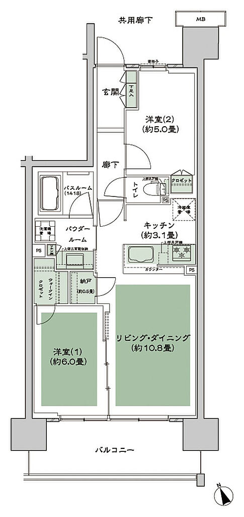 シティテラス多摩川 間取り C-C2