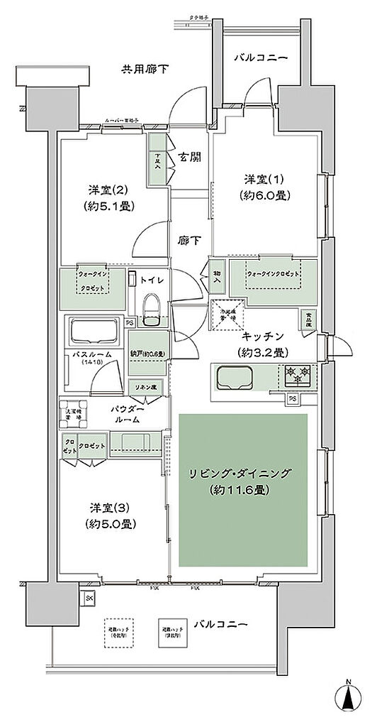 シティテラス赤羽THE WEST 間取り E-E2