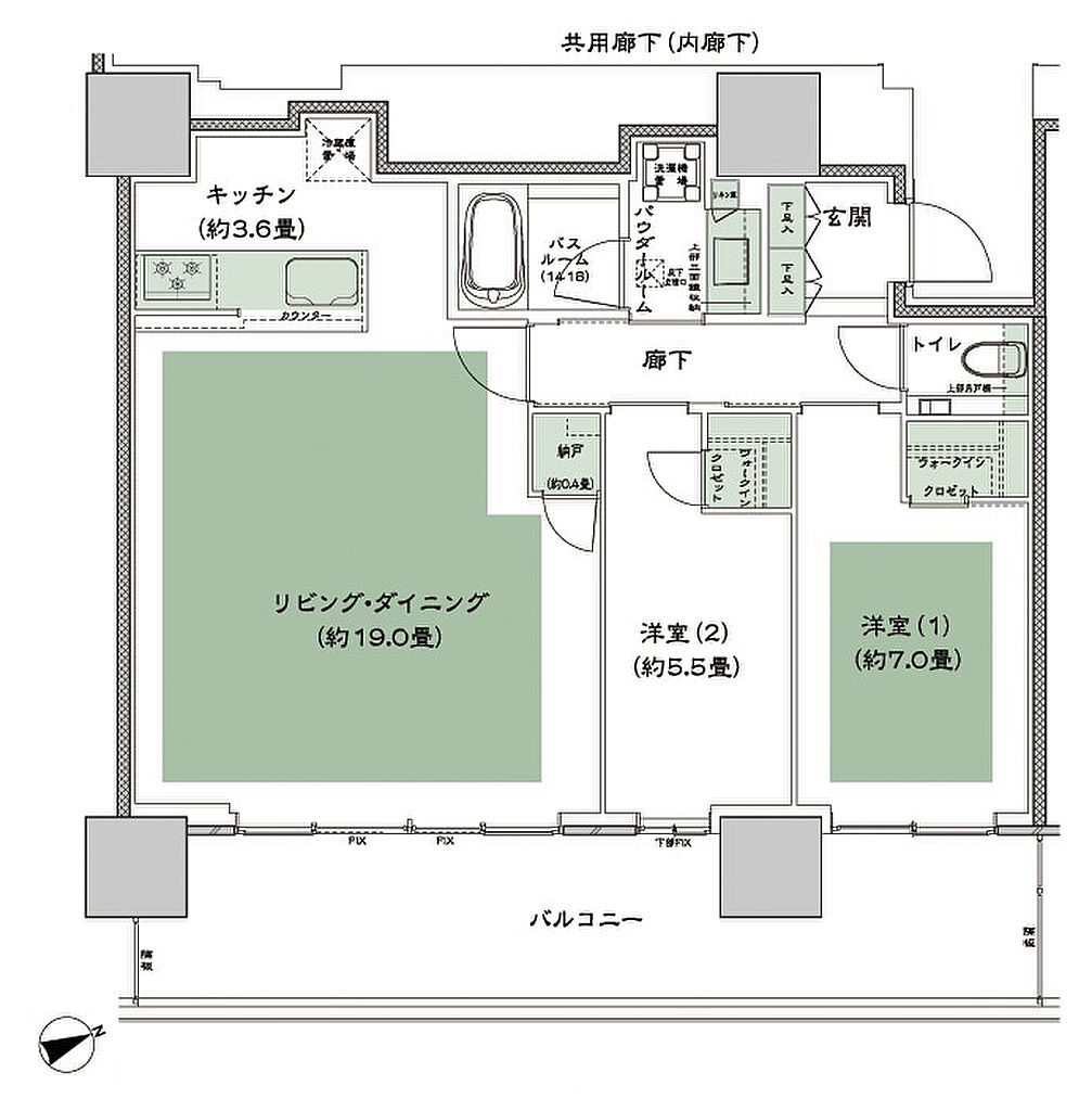 グランドシティタワー池袋 間取り SE-75A-LD拡大