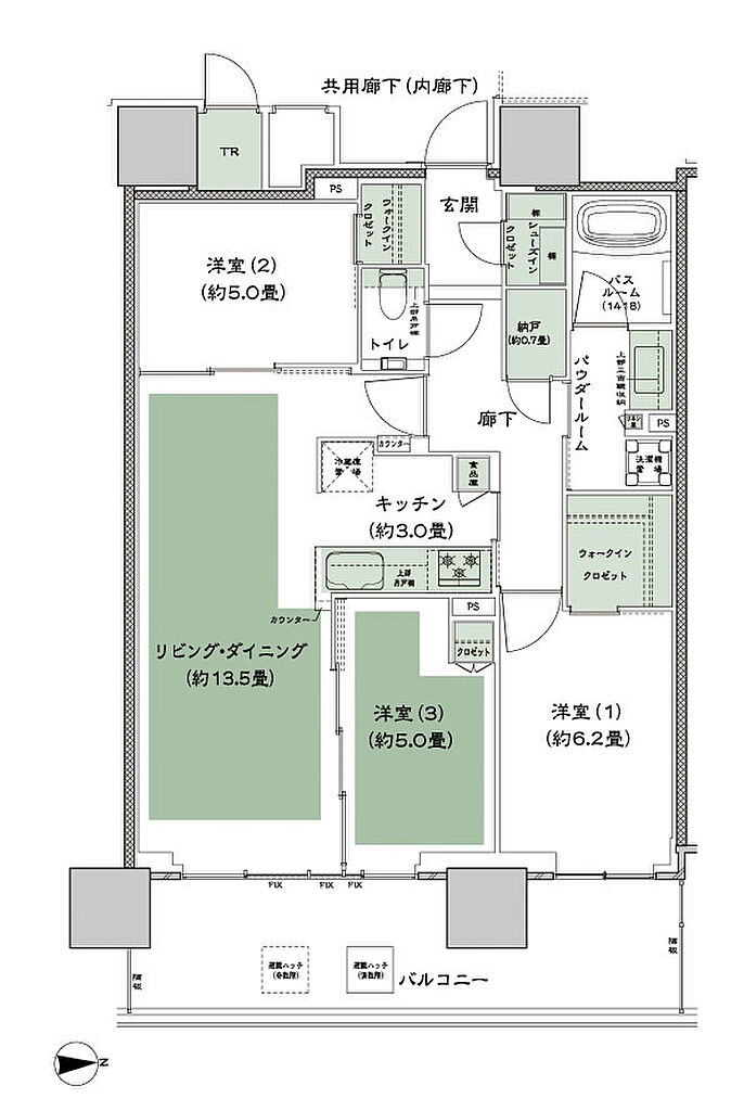 グランドシティタワー月島 間取り E-75Ctr