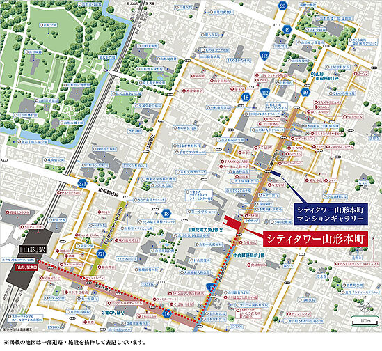 シティタワー山形本町 現地案内図