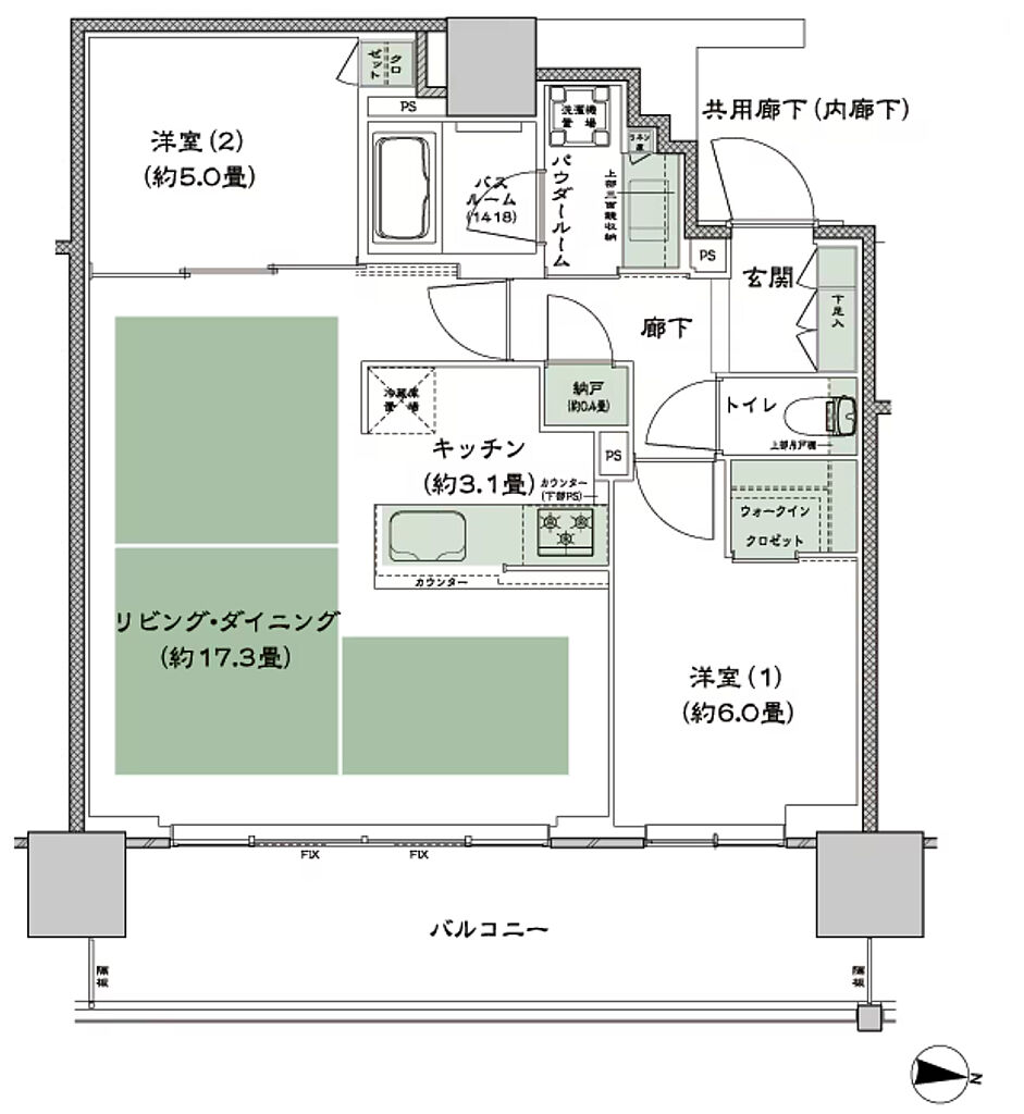 シティタワー古川橋 間取り M-2
