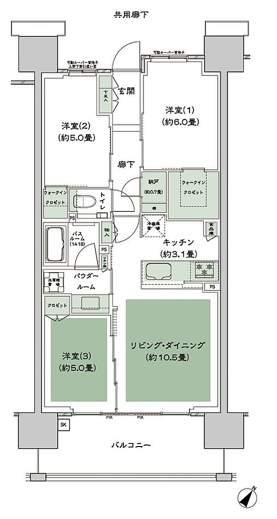 シティテラス下丸子 間取り A-B'a