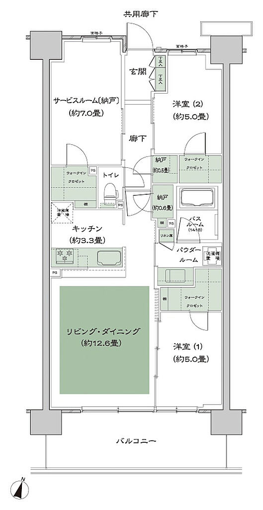 ソライエテラス　ウエスト 間取り E-B15'