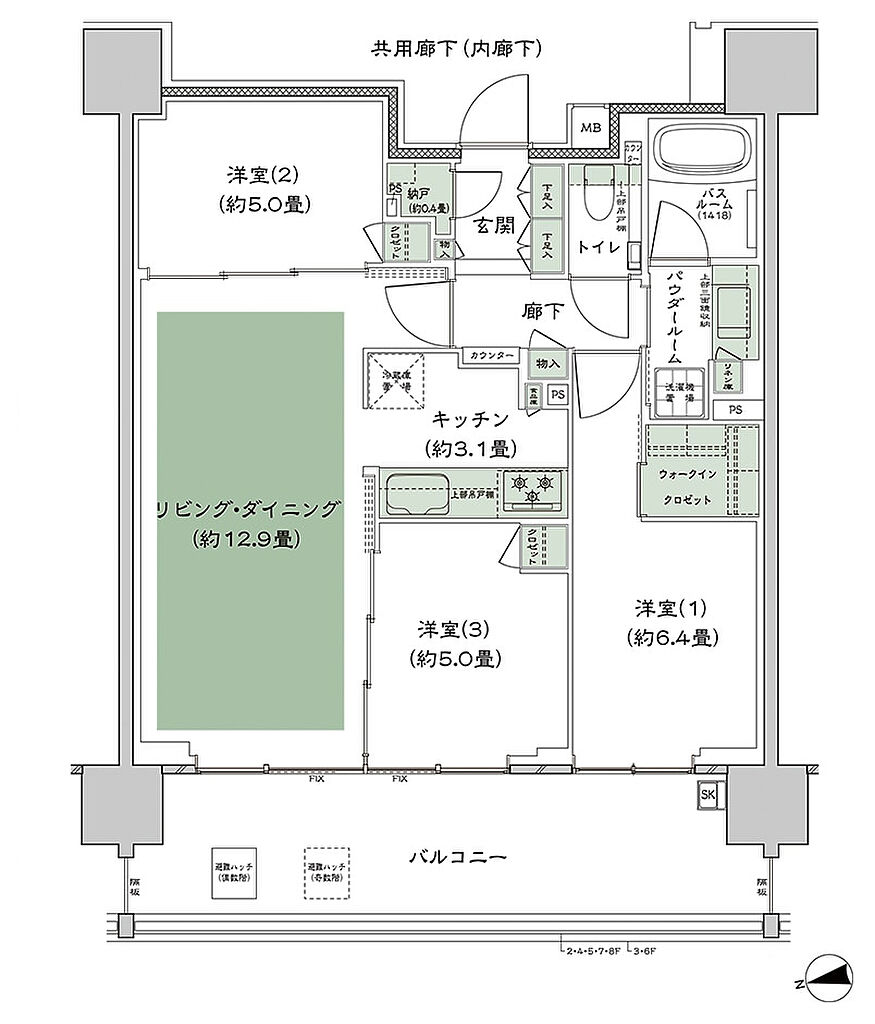 シティハウス調布小島町 間取り Cb-3