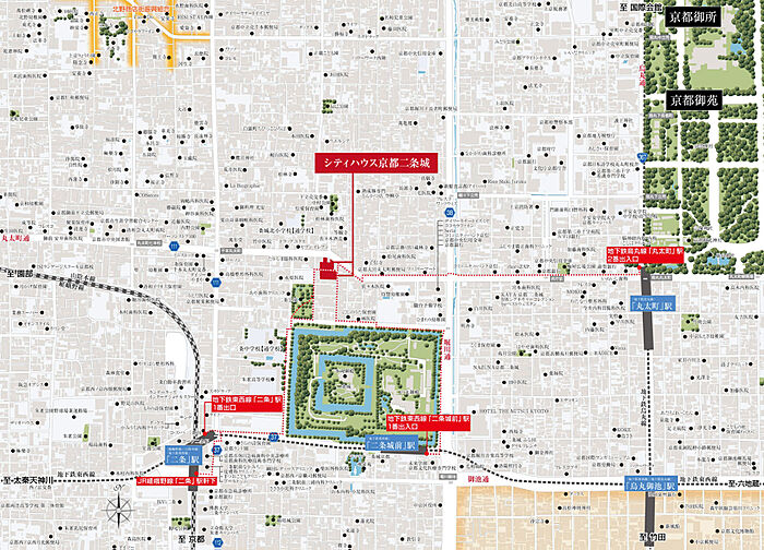 シティハウス京都二条城　南邸 現地案内図