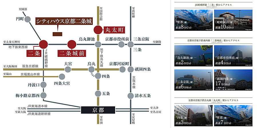 シティハウス京都二条城　南邸：交通図