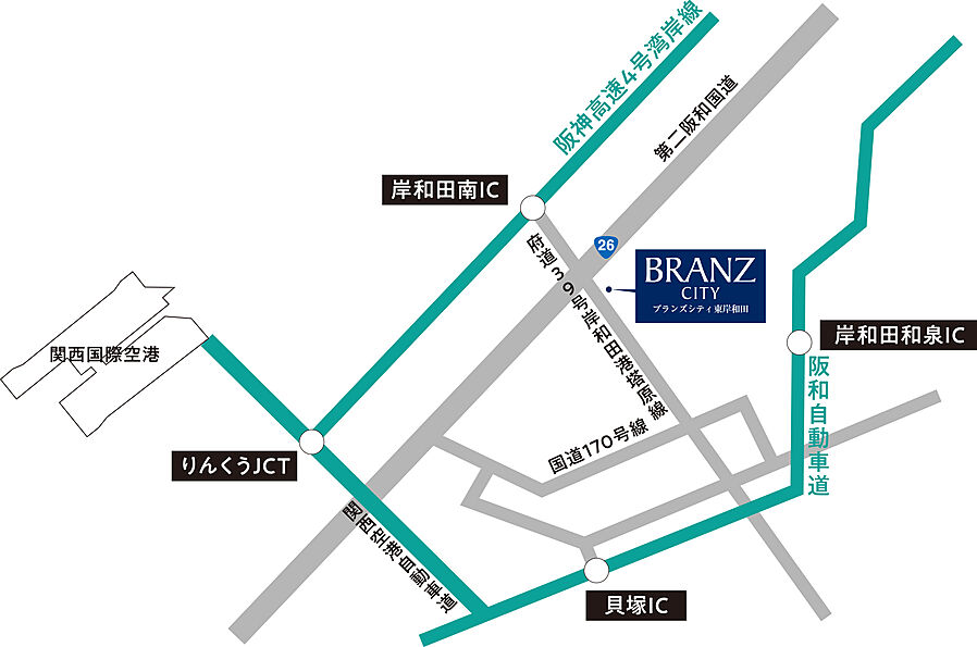 ブランズシティ東岸和田：交通図