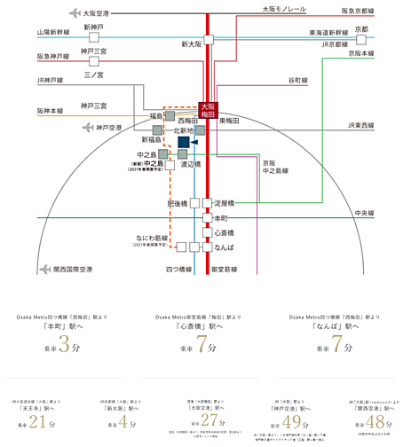 Brillia Tower 堂島 アクセス図