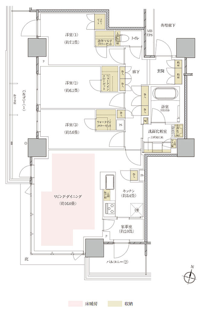 プラウドタワー郡山 ( 第4期 ) 間取り L