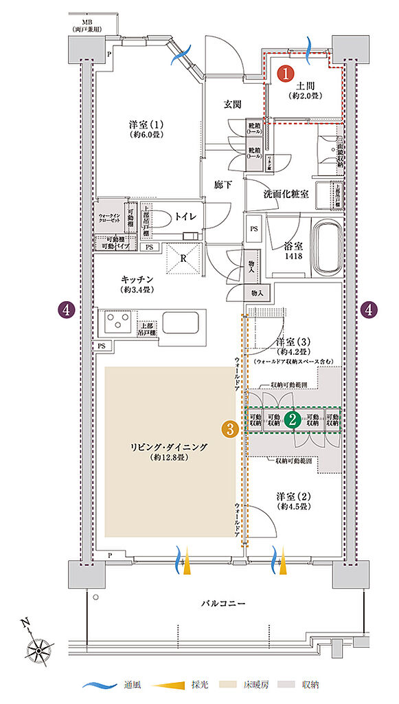 プラウド川崎矢向 ( 第3期 4次 ) 間取り B2