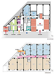 [補足画像] 地下1階平面図・1階敷地配置図