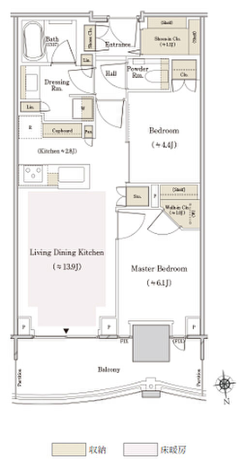 ＴＨＥ　ＴＯＹＯＭＩ　ＴＯＷＥＲ　ＭＡＲＩＮＥ＆ＳＫＹ 間取り W-57Cn