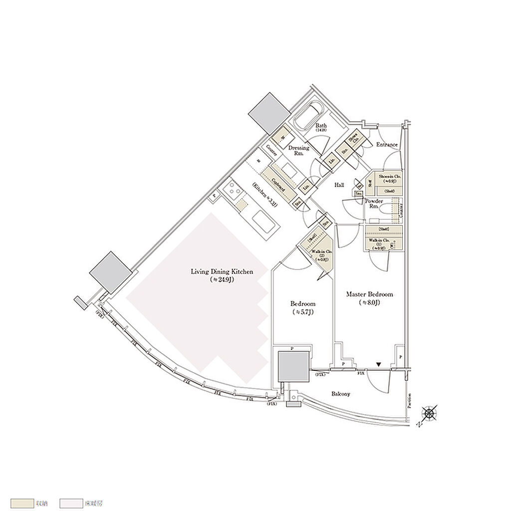 ＴＨＥ　ＴＯＹＯＭＩ　ＴＯＷＥＲ　ＭＡＲＩＮＥ＆ＳＫＹ 間取り W-84Bnw【MENU】