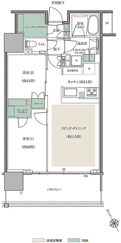 リーフシティ市川　ザ・タワー 間取り S58A2