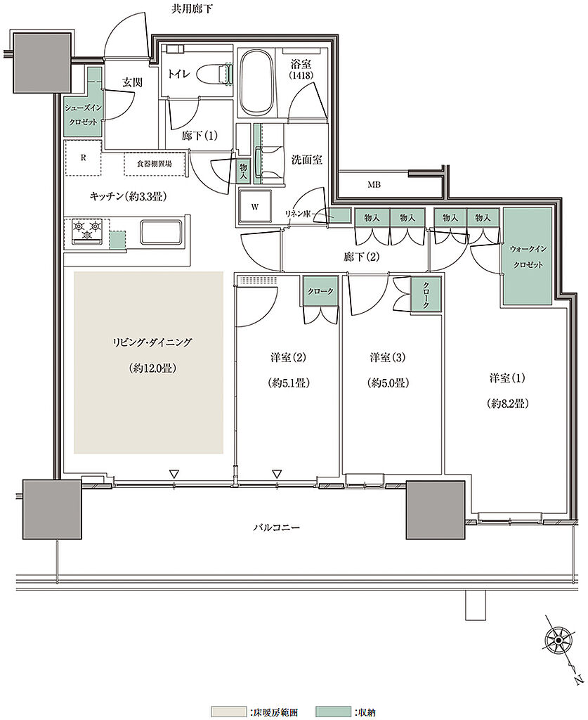 リーフシティ市川　ザ・タワー 間取り N77J