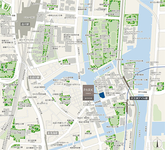 パークタワー品川天王洲 現地案内図
