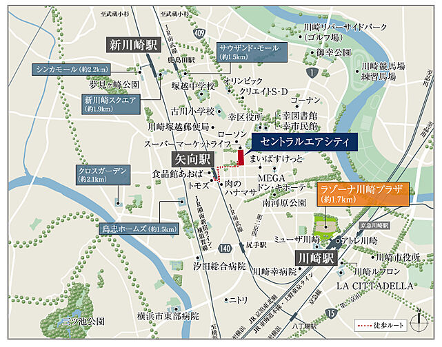 ＣＥＮＴＲＡＬ　ＡＩＲ　ＣＩＴＹ　ＲＥＳＩＤＥＮＣＥ　II 現地案内図