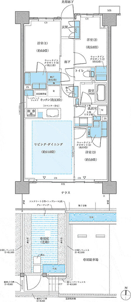 ＣＥＮＴＲＡＬ　ＡＩＲ　ＣＩＴＹ　ＲＥＳＩＤＥＮＣＥ　II 間取り B1g