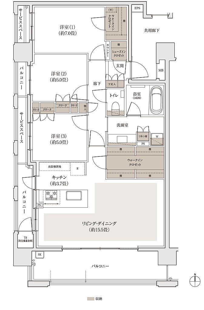 パークホームズ福岡浄水通 間取り D