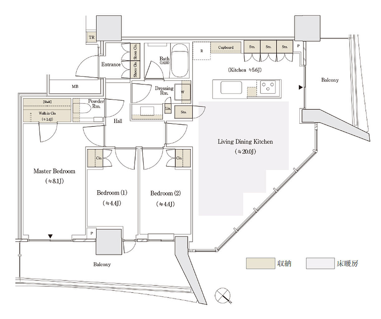 セントラルガーデン月島　ザ　タワー 間取り 80An