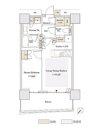 セントラルガーデン月島　ザ　タワー 間取り 43Bnw