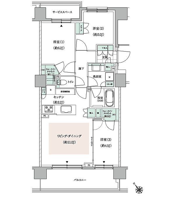 パークホームズ東札幌 間取り D1