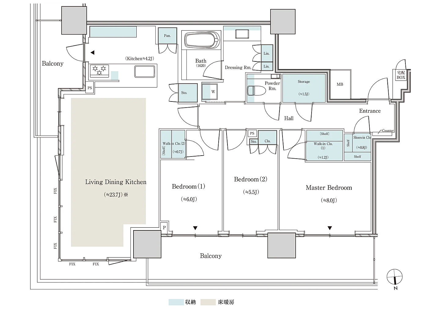 パークタワー大阪天満橋 間取り E-101R